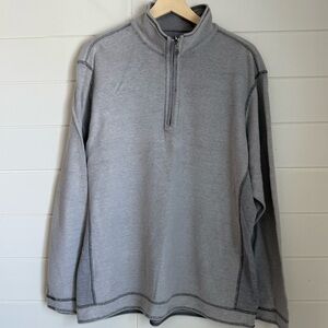 TOMMY BAHAMA Quarter Zip Cotton Tencel Gray Sweatshirt Size XL